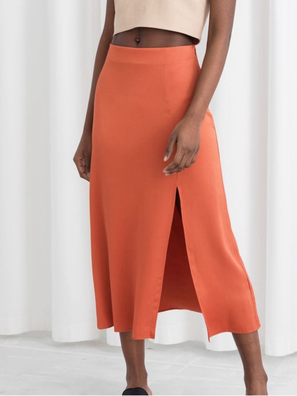 & Other Stories Coral Maxi Skirt with Front Slit